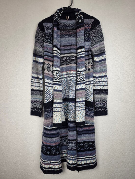 Free People Sweaters - Free People Long Patterned Knit Cardigan Sweater